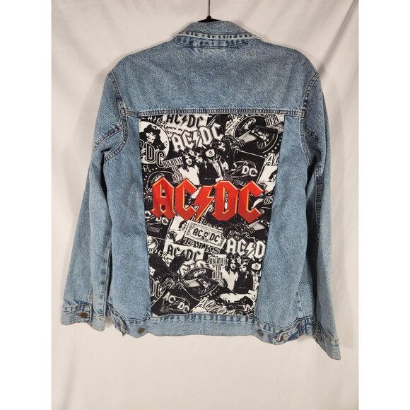 ACDC Rock Band Licensed Denim Jean Jacket 90's Grundge Rock Y2K US/M - Picture 2 of 7